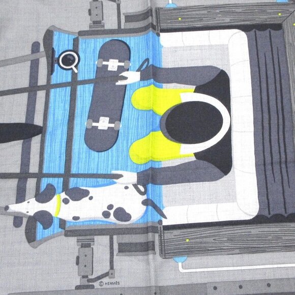 Auth HERMES Carre - Gray Light Blue Multi Cashmere Silk Scarf - Picture 2 of 5